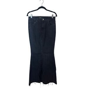 GRLFRND The Stella Sz 25 Denim Maxi Skirt Low Rise Ultra Flare Black  NWOT!